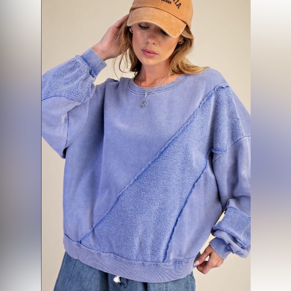 easel Tops - 803 ❤️ EASEL MINERAL WASHED TERRY KNIT PULLOVER